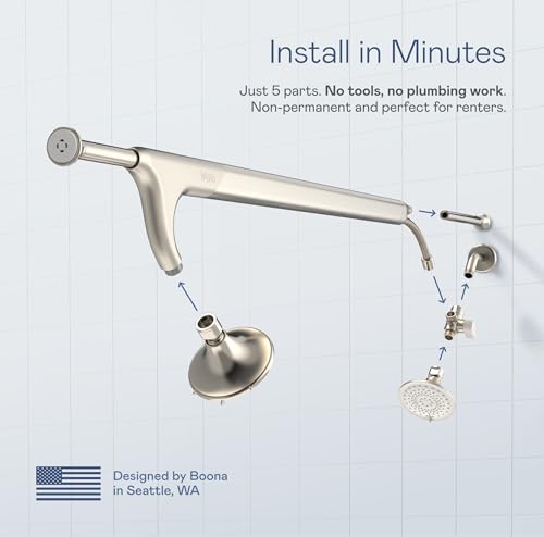 BOONA Tandem Shower as seen on Shark Tank | Dual Shower Head for Couples | Brushed Nickel, Two Showerheads - color: Brushed Nickel, size: Two Showerheads