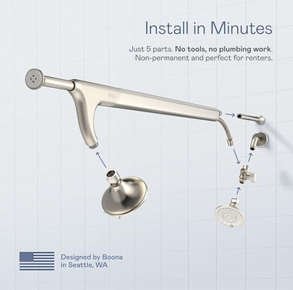 BOONA Tandem Shower as seen on Shark Tank | Dual Shower Head for Couples | Brushed Nickel, Two Showerheads - color: Brushed Nickel, size: Two Showerheads