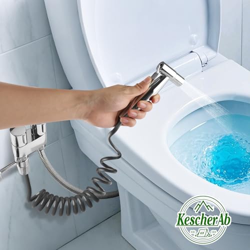 Handheld Toilet Bidet Sprayer for Toilet | Adjustable Water Pressure Control with Complete Bidet Spray Hoses Kit for Feminine Wash, Cloth Diaper Sprayer for Baby Wash - color: Chrome