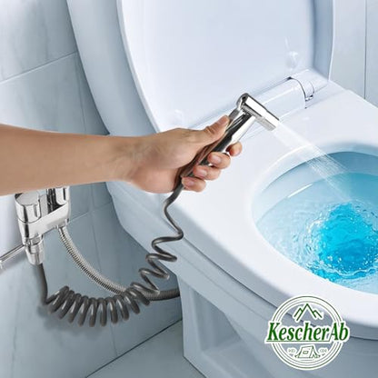Handheld Toilet Bidet Sprayer for Toilet | Adjustable Water Pressure Control with Complete Bidet Spray Hoses Kit for Feminine Wash, Cloth Diaper Sprayer for Baby Wash - color: Chrome