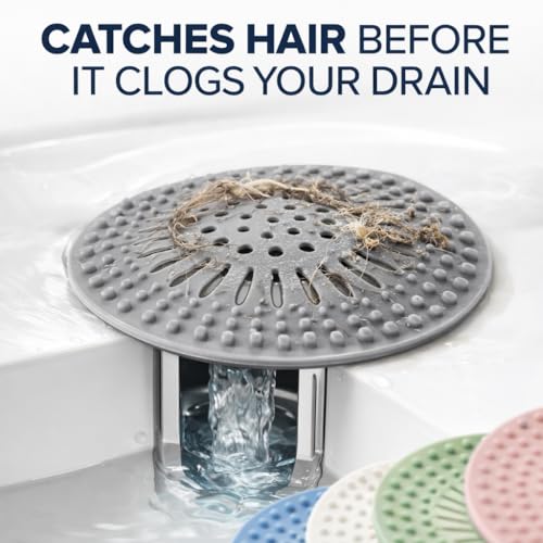 Shower Drain Hair Catcher - 5 Pack Anti-Slip TPR Silicone Drain Covers for Bathroom Tub Sink, Universal Fit Over Shower or Kitchen Sink Garbage Disposal Multi-Color Strainers