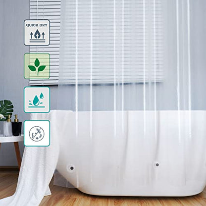 AooHome Eva Clear 54x72 Inches Shower Curtain Liner, See Through Clear 8G Bathroom Shower Curtain, Narrow Shower Liner, Heavy Duty, Water Repellent, Rust Proof Grommets - color: Clear, size: 54"W x 72"L (Pack of 1)