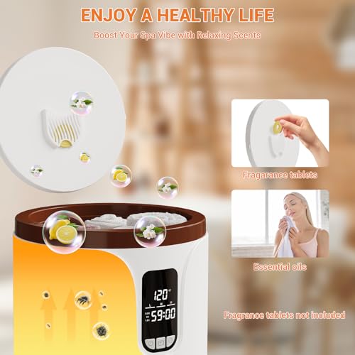 Towel Warmer for Bathroom, 20 L Capacity Large Towel Warmer Bucket with Timer Function, Temperature Adjustable, LED Display, Towel Dryer for Towels, Robes, Blankets - size: 12.8" (L) x 12.8" (W) x 21.4" (H)