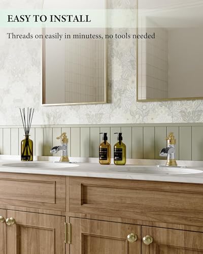 Bathroom Faucet Waterfall Sink Faucets Bathroom Widespread Single Handle | Chrome and Gold for 1 or 3 Holes Rustic Vanity Farmhouse with Pop-up Drain Deck Plate Hose by Homevacious - color: Chrome & Gold