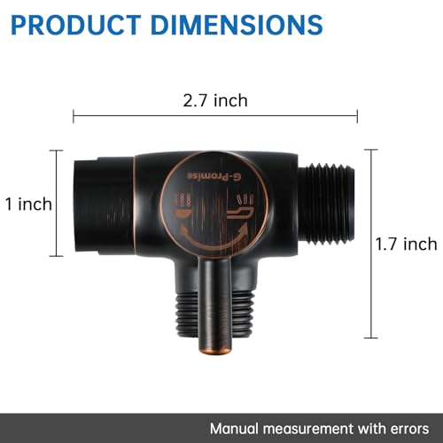 G-Promise Solid Metal 3-Way Shower Diverter Valve (Oil Rubbed Bronze) | Smooth Knob Switch, Spray Separately or Both, Anti-Leak, Easy to Install, Standard Connections, Universal Replacement Part - color: Oil Rubbed Bronze
