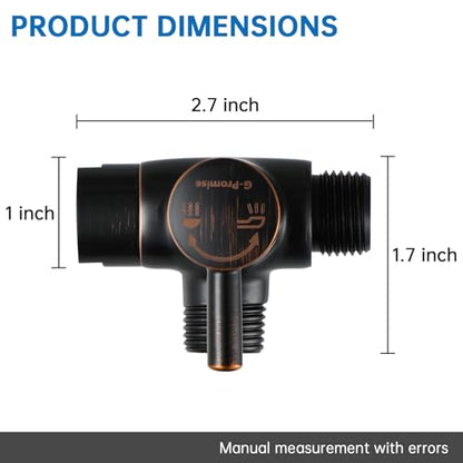 G-Promise Solid Metal 3-Way Shower Diverter Valve (Oil Rubbed Bronze) | Smooth Knob Switch, Spray Separately or Both, Anti-Leak, Easy to Install, Standard Connections, Universal Replacement Part - color: Oil Rubbed Bronze