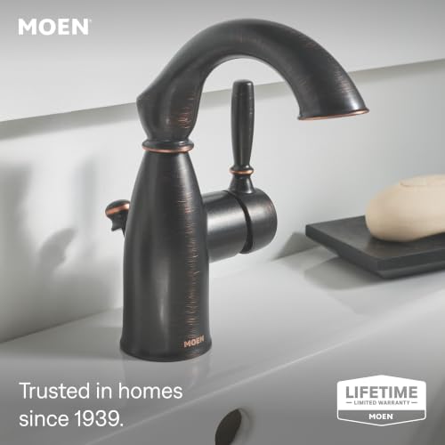 Moen Sarona Mediterranean Bronze One-Handle Single Hole Rustic Farmhouse Bathroom Sink Faucet with Optional Deckplate, 84144BRB
