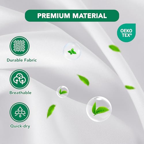 Biscaynebay Fabric Shower Curtain Liner 72x72 Inch-2 Pack White Waterproof Bathroom Curtains-Hotel Quality Soft Soild Polyester Standard Size Shower Liners Machine Washable