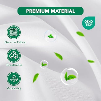 Biscaynebay Fabric Shower Curtain Liner 72x72 Inch-2 Pack White Waterproof Bathroom Curtains-Hotel Quality Soft Soild Polyester Standard Size Shower Liners Machine Washable