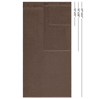 American Veteran Towel, 100% Cotton Turkish 6 Piece Towel Set, Luxury Towels Set of 6 for Bathroom Essentials, 2 Bath Towels 2 Hand Towels 2 Washcloths, Brown - color: Brown, size: XL 6PC