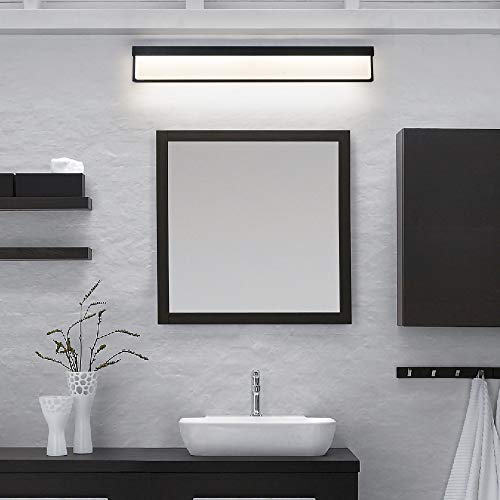 LED Bathroom Vanity Light Fixture Over Mirror 32.3 inch Modern Rectangle Black Matte Metal Lighting Bar 4000K Daylight Wall Sconce (Black) - color: Black, size: 32 inch