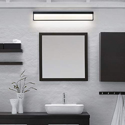 LED Bathroom Vanity Light Fixture Over Mirror 32.3 inch Modern Rectangle Black Matte Metal Lighting Bar 4000K Daylight Wall Sconce (Black) - color: Black, size: 32 inch