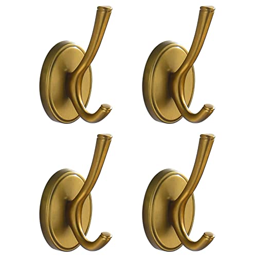 Antique Brass Towel Hooks, Vintage Gold Bathroom Robe Hooks Wall Mounted, 4 Pack Heavy Duty Wall Coat Hooks for Farmhouse Bedroom Kitchen - color: Antique Brass, size: Style A