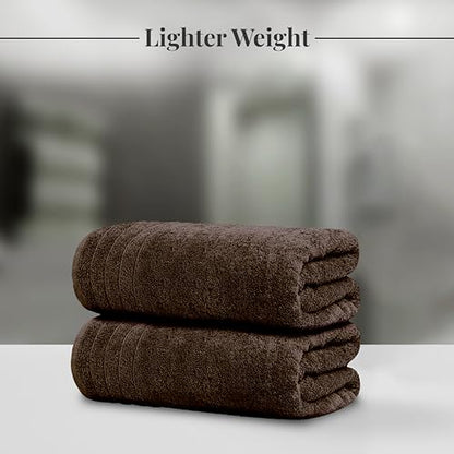 4 Piece Extra Large Bath Towels 30 x 60 Inches, Brown | 100% Cotton, Larger & Lighter Weight, Quicker to Dry, Super Soft and Absorbent, Perfect for Bathroom - color: Brown