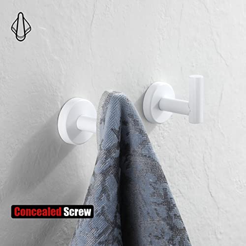 JQK Bathroom Towel Hook White, Coat Robe Clothes Hook for Bathroom Kitchen Garage Wall Mounted (2 Pack), 304 Stainless Steel 0.8mm Thicken, TH100-WH-P2 - color: White, size: 2 Pack