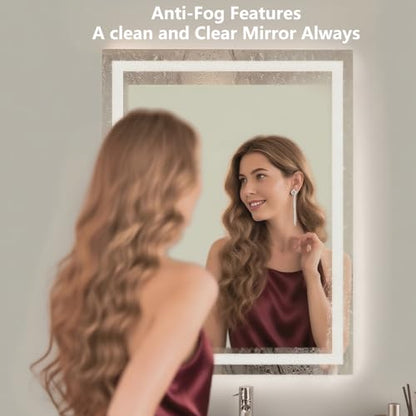 30"x36" LED Anti-Fog Memory Function Shower Mirror - Lighted Vanity Mirror with 3 Color Temperatures, Dimmable, Backlit + Front Lit, 3-Year Warranty