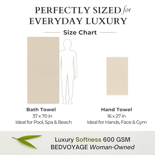 Luxury 3pc Bath Sheet Towel Set, Extra Large Bathroom Towel, 37x70 Viscose Derived from Bamboo & Cotton, Plush, Super Absorbent & Fast Drying, 1 Bath Sheets & 2 Hand Towels - Sand - color: Sand, size: 3pc