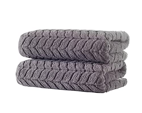 BAGNO MILANO Turkish Cotton Bath Towels, Hand Towels - Soft Plush Jacquard Collection - Highly Absorbent Towel Set (Grey, 4 Pcs Hand Towel Set) - color: Grey, size: 4 pcs Hand Towel Set