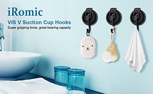 Heavy Duty Vacuum Suction Cup Hooks (2Pack) for Shower,Glass Window,Kitchen&Bathroom&Restroom Organization,Black. - color: Black