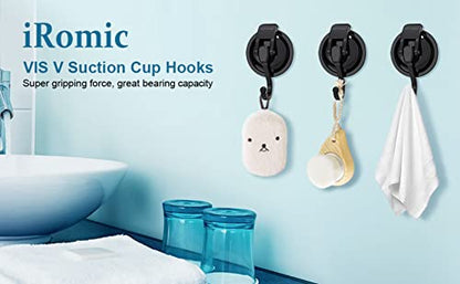 Heavy Duty Vacuum Suction Cup Hooks (2Pack) for Shower,Glass Window,Kitchen&Bathroom&Restroom Organization,Black. - color: Black