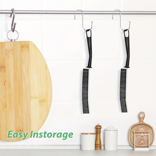 3pcs Hard Bristle Gap Cleaning Brush, Black & White - Small Scrubber for Grout Tiles Shower Toilet Narrow Spaces Bathroom Kitchen Household Tool