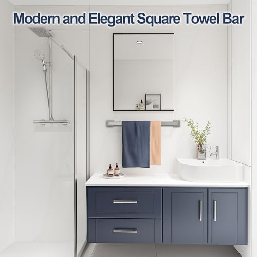 SEIDO 24 Inch Brushed Nickel Towel Bar, Heavy Duty & Rust-Proof 304 Stainless Steel Bath Towel Holder, Modern Square Wall Mounted Towel Rack for Bathroom, Kitchen, RV - color: Brushed Nickel, size: 24 Inch