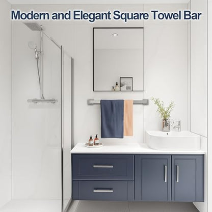 SEIDO 24 Inch Brushed Nickel Towel Bar, Heavy Duty & Rust-Proof 304 Stainless Steel Bath Towel Holder, Modern Square Wall Mounted Towel Rack for Bathroom, Kitchen, RV - color: Brushed Nickel, size: 24 Inch