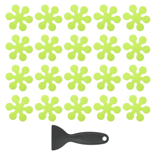 PATIKIL 20 Pcs Non Slip Bathtub Stickers, Anti Slip Shower Stickers with Scraper Bathroom Shower Floor Decals Snowflake Shape Cute Treads Tubs, Grass Green - color: Grass Green