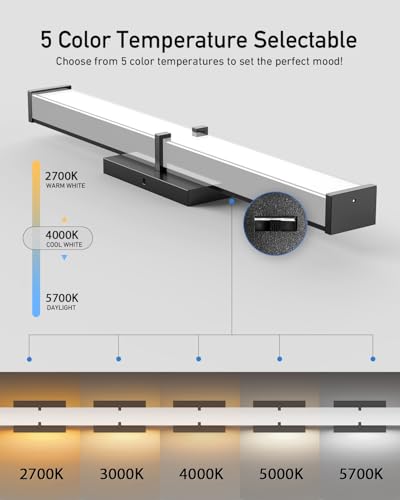Modern LED Light Fixtures 40 Inch, 40W 3600 Lumen Dimmable Vanity Light, 5CCT Lights for Bathroom, Black, ETL Certified - size: 40IN 5CCT