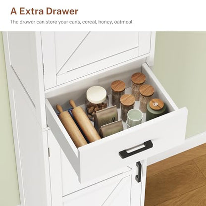Tall Storage Cabinet with 3 Door Shelves & 1 Drawer, Narrow Kitchen Pantry Cabinet for Living Room, Bathroom, Entryway, White - color: White