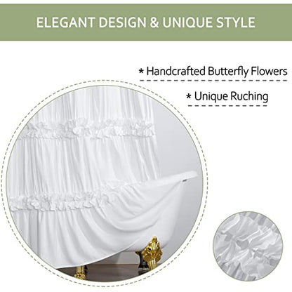 Victorian Ruffle Shower Curtain, 72" W x 72" H, White (Pack of 2) - color: White, size: 72"W x 72"L (Pack of 2)