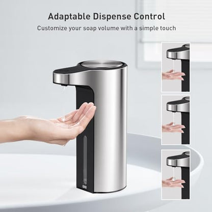 EKO Aroma Touchless Automatic Soap Dispenser for Kitchen and Bathroom, Liquid Hand Soap Dispenser, Water-Resistant and Rechargeable, 9 fl oz (Stainless) - color: Stainless Steel, size: 9 oz (Standard Rechargeable)