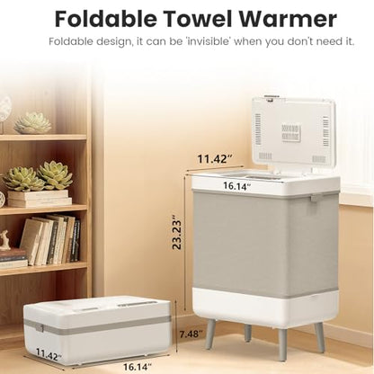 Electactic Towel Warmer for Bathroom, 35L Large Towel Warmer Bucket with Aromatherapy, Temperature & Timer, Foldable & Easy Storage, Fits 3 45"x70" Towels and Blankets, Auto Shut Off, Towel Dryer