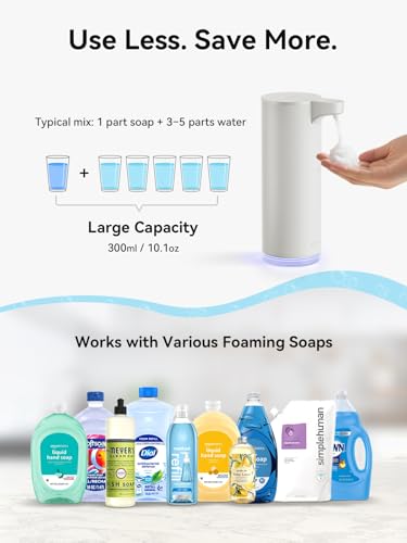 Automatic Foam Soap Dispenser, 0.2s Fast Sensor, USB-C Rechargeable, Smudge-Resistant Stainless Steel, Touchless Liquid & Foaming Soap Dispenser for Bathroom, Kitchen, Hotel, White - color: White