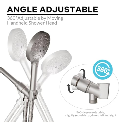 All Metal Handheld Shower Head Holder, Adjustable Shower Wand Holder with Universal Shower Arm Mount and Brass Pivot Ball, for Connecting Shower Arm and Shower Hose - color: Brass - Matte Black
