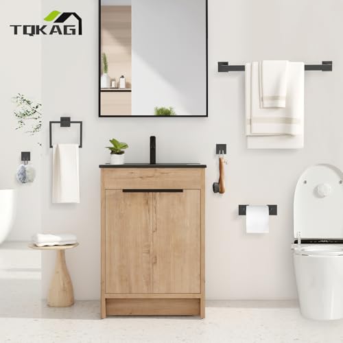 TQKAG Matte Black Bathroom Hardware Accessories Set 5 Pieces, Double Post Pivoting Toilet Paper Holder Set Stainless Steel Square Bathroom Towel Bar Holder Set Wall Mounted - color: Matte Black, size: 5-Pieces Set