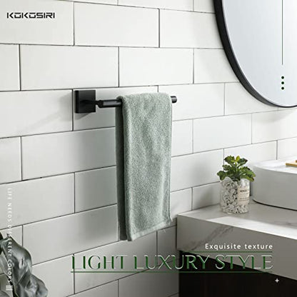 KOKOSIRI Towel Bar Matte Black Bathroom Hardware Hand Towel Rails Wall Mounted Kitchen Toilet Cabinet Paper Holder, Stainless Steel B3008BK - color: Matte Black, size: 1 Pack