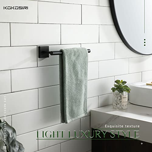 KOKOSIRI Towel Bar Matte Black Bathroom Hardware Hand Towel Rails Wall Mounted Kitchen Toilet Cabinet Paper Holder 2 Pack, Stainless Steel B3008BK-P2 - color: Matte Black, size: 2 Pack