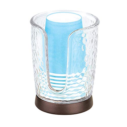 iDesign Rain Disposable Paper and Plastic Cup Dispenser Holder for Master, Guest, Kids' Bathroom Vanity and Countertops, 3.10" x 3.10" x 4", Clear and Bronze - color: Clear/Bronze