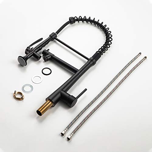 AIMADI Black Kitchen Faucet with Sprayer,Commercial Faucet Kitchen | Matte Black,Single Handle Spring Pull Down Kitchen Sink Faucet With LED Light - color: Matte BlackFinish