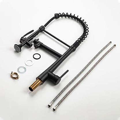AIMADI Black Kitchen Faucet with Sprayer,Commercial Faucet Kitchen | Matte Black,Single Handle Spring Pull Down Kitchen Sink Faucet With LED Light - color: Matte BlackFinish
