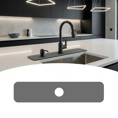 Cuttable Kitchen Sink Faucet Mat: 24" Lx5.5 W Splash Guard with Center Hole | Customizable Absorbent Non-slip Fabric Rubber Mat, Cut to Fit 2,3,4 Holes Irregular Sink with Soap Dispenser Air Gap - size: 24''Lx5.5''W