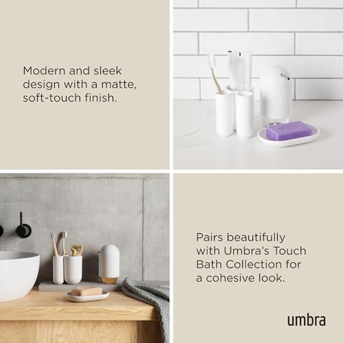 Umbra Touch Soap Dish, Plastic Soap Holder with Drainage, White - color: White