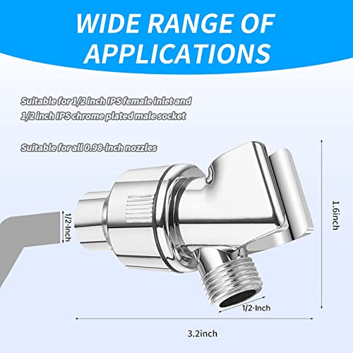 Shower Arm Bracket Adjustable Handheld Shower Arm Mount Holder with Wall Hook Bracket Polished Chrome Finish Compatible with Dual Shower Head Adapters and Swivel Adapt (Black)