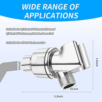 Shower Arm Bracket Adjustable Handheld Shower Arm Mount Holder with Wall Hook Bracket Polished Chrome Finish Compatible with Dual Shower Head Adapters and Swivel Adapt (Black)