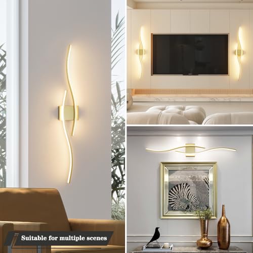 Modern Gold Bathroom Light Fixtures, LED Vanity Light with Remote Control, Bathroom Vanity Light Fixture Over Mirror, Wall Lights for Bedroom, 40.5 inch Wall Sconce Lighting for Home, Living Room - color: Gold