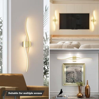 Modern Gold Bathroom Light Fixtures, LED Vanity Light with Remote Control, Bathroom Vanity Light Fixture Over Mirror, Wall Lights for Bedroom, 40.5 inch Wall Sconce Lighting for Home, Living Room - color: Gold