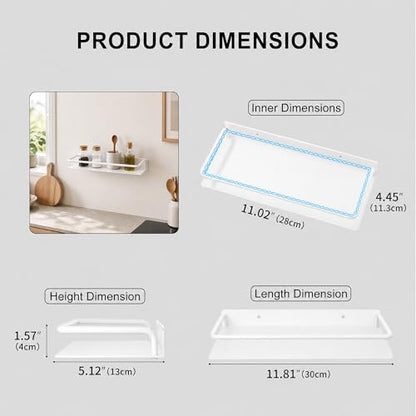 RFOUO 12 Inch Small Metal Wall Shelf with Guard Rail,White,1 Pack | Small Bathroom Shelf, Wall Mounted, Aluminum Floating Shelf, For Toothbrush Perfume Spice,Bathroom Bedroom Kitchen - color: White, size: 12Inch