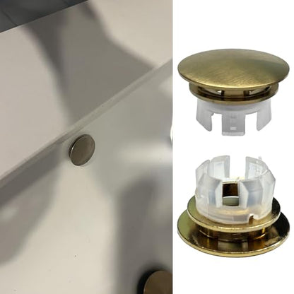 2 Pcs Sink Overflow Covers,2-Layer Sink Copper Over Flow Rings,Bathroom Basin Insert in Hole Round Caps Replacement Dual Layer Overflow Cover Rings for Sink,Bathroom,Kitchen(Gold) - color: Gold