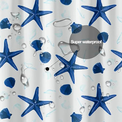 Plastic Shower Liner - Premium PEVA 4G Shower Curtain Liner with Rustproof Grommets and 3 Weighted Magnets, Waterproof Shower Curtain for Bathroom… (Shellfish and Starfish, 72”*72”) - color: Shellfish and Starfish, size: 72”*72”